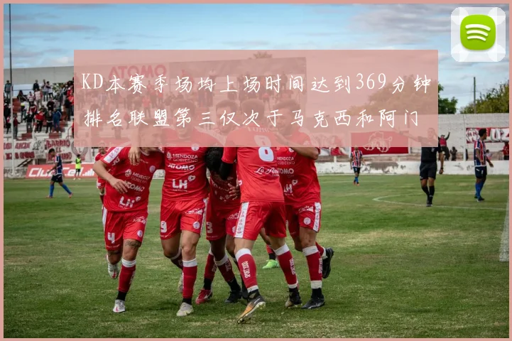 KD本赛季场均上场时间达到369分钟排名联盟第三仅次于马克西和阿门